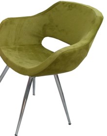 Resim BENGİ TİCARET Sandalye 14181 Monaco Metal Nikelaj Ayak Dökme Sünger Babyfac Kumaş Yeşil El Yapı 