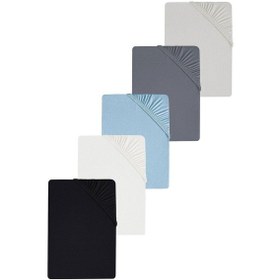 Resim 5 Adet Battal Boy Düz Pamuklu Çift Kişilik 200 X 200 Cm Lastikli Penye Çarşaf Siyah-beyaz 