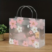 Resim PVC Şeffaf Çiçek Alışveriş ve Hediye Çantası Kulpları ile - Giyim ve Ticaret İçin Birinci Sınıf Dayanıklı Plastik Tote (1 Paket) 