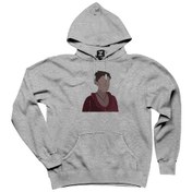 Resim Enola Holmes Silhouette Gri Kapşonlu Sweat Gri 