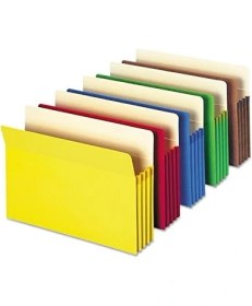 Resim Dosya Cebi, Düz Kesim Tab, 3-1/2" Genişletme, Yasal Boyut, Çeşitli Renkler, Paket Başına 5 (74892) 