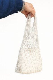 Resim Toptancı Amca Taşınabilir File Çantalı Katlanabilir Salıncak Hamak Seti - 120x180 cm, 6 m İp Dahil, Bej Kumaş 