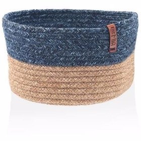 Resim The Mia Jüt Yuvarlak Sepet Bambu Lacivert SPT0029 20x13cm 