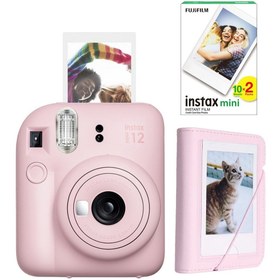 Resim Fujifilm Instax Mini 12 Pembe Fotoğraf Makinesi 20'li Film ve Mini Albüm Seti 