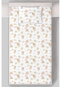 Resim Organik Tek Kişilik Lastikli Çarşaf Seti - Küçük Kaşifler Renkli 