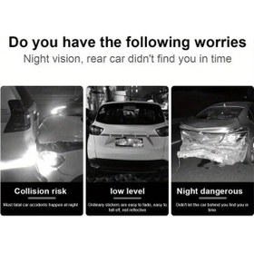 Resim Elmpaly Kırmızı Sku Araç Tampon Reflektif Güvenlik Şeridi Gece Sürüşü İçin Dayanıklı Sarı Kırmızı Yansıtıcı Bant Otomobil Kamyon Görünürlük Stil Sürücü Hediyesi 