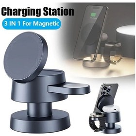 Resim Tongdashop Magnetic Kablosuz Şarj İstasyonu Led Gece Lambası 15w Hızlı Şarj iOs Watch Uyumlu İphone 