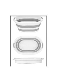 Resim Beyaz Krem Katlanır Çamaşır Sepeti Beyaz - Krem 