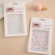 Resim 1 adet Bohem Tarzı Plastik Yüz Taşlı Stickerlar, Kendinden Yapışkanlı Elmas Taşlı Göz, Tırnak ve Yüz Süsleme Stickerları 