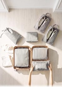 Resim Ocean Home Textile 8'li Gri Balıksırtı Bavul İçi Düzenleyici Set 