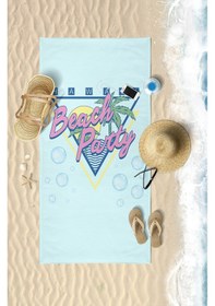 Resim BEACH PARTY Dijital Baskılı 75x150 Cm Plaj Havlusu Açık Mavi 