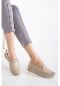 Resim 92101 Ortopedik Kadın Deri Ayakkabı Topuk Dikeni İçin Uygundur Vizyon Vizon 