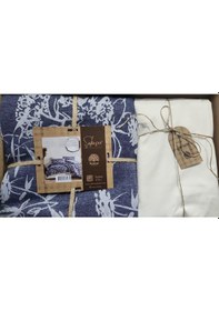 Resim Şaheser Çiftkişilik Nevresim Takımı Bella Lacivert Desenli 