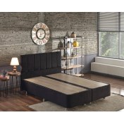 Resim Niron Ela Baza ve Başlık Seti 160x200 cm Çift Kişilik Siyah Kumaş Baza ve Başlığı Silinebilir Soho Kumaş 