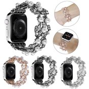 Resim iOS Uyumlu Watch 9 41mm İçin Dört Yapraklı Boncuk Metal Saat Kayışı 