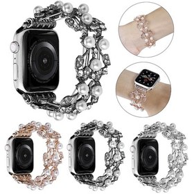 Resim iOS Uyumlu Watch 9 41mm İçin Dört Yapraklı Boncuk Metal Saat Kayışı 