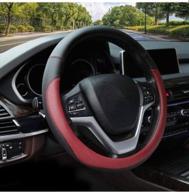 Resim 38cm Arabalar Evrensel Mikrofiber Direksiyon Kapağı Şarap Kırmızısı 1 Adet 