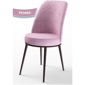 Resim Canisa Dexa Serisi, Üst Kalite Mutfak Sandalyesi, Metal Kahverengi Iskeletli, 8 Adet Pembe Sandalye Metal, Pembe 