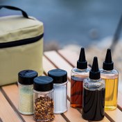 Resim Dış Mekan Baharat Şişesi Seti, Taşınabilir Barbekü Baharat Tam Set Kombinasyonu, Kapaklı Çizgili Plastik Malzeme, Yenilik Teması, Dış Mekan Güvenli 