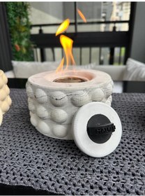 Resim Gri Masaüstü Bioetanol Şömine Beton Gövdeli Söndürücü Kapaklı 