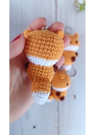 Resim Tilki Amigurumi Örgü Anahtarlık Oyuncak 