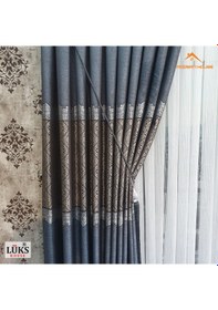 Resim Lüks Kırçıllı Mavi Fon Pano Perde Sık Pile Tek Kanat-modern House Mavi 