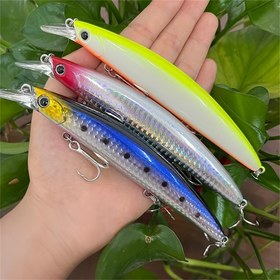 Resim 1 Adet Yüzen Minnow Yem 14.5cm/5.7in 26g/0.91oz - 3 Renk (Kırmızı/Sarı/Beyaz) ABS Sert Plastik Titreşimli Balıkçılık Yemi Üçlü Kancalı Turna, Levrek ve Alabalık İçin - Tatil Sezonu Balıkçılık Yemleri 