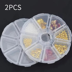 Resim 2 adet Şeffaf Plastik Depolama Kutusu - 8 Bölme Düzenleyici, Dayanıklı ve Taşınabilir, Mücevher, Küpe, Boncuk ve Küçük Aksesuar Depolama için İdeal, Mücevher Düzenleyici 