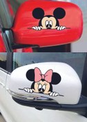 Resim ÖZKAŞ 3D Sticker Mickey Minnie Dikiz Ayna, Araba, Motorsiklet, Kask, Laptop,cam Sticker 14x8 Cm 