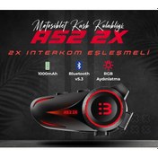 Resim Motosiklet İntercom Seti 2 Kişi Bağlantılı Bluetooth V5.3 Rgb Kask Kulaklığı Yeni 