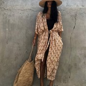 Resim Kadınlar için Büyük Beden Kaftan Elbise Banyo Kıyafeti Kapak Caftan Maxi Plaj Elbiseleri 