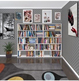 Resim Kenzlife Kitaplık Süper Ga 150 200 19 Byz 5 Katlı 3 Bölme Çift Bölme Opsiyonlu Ofis Mutfak Banyo Dolabı Arkalıksız Çok Renkli 