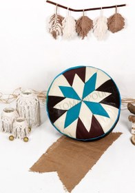 Resim Ottoman Pouffe İskandinav El Yapımı Hakiki Kuzu Derisi Bohem Bahçe Balkon Bungalov Puf Minder 60x30cm(DOLGUSUZ) 
