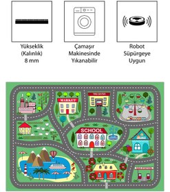 Resim VİVİCAHOME Dijital Baskı Kaymaz Taban Makinede Yıkanabilir Çocuk Odası Halısı Bebek Odası Halısı VCH 