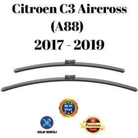 Resim Citroen C3 Aircross A88 2017 2018 2019 Uyumlu Araca Özel Ön Cam Muz Tipi Silecek Süpürgesi Takımı 65/40cm 2li Set Silbak 