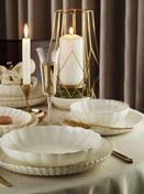 Resim Kütahya Porselen Bone Luz Form Yemek Takımı Altın 24 Parça 6 Kişilik 