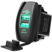 Resim Yeşil Cep Telefonu İçin 3.1a Çift Usb Bağlantı Noktası Şarj Aleti Priz 12v Led Su Geçirmez 