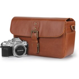 Resim MegaGear Suni Deri Fotoğraf Makinesi Omuz Çantası - Kahverengi 