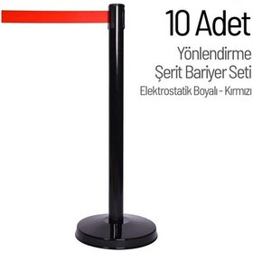 Resim İleri Trafik Yönlendirme Şerit Bariyer 10 Adet Set-2022 - Kırmızı Şerit 