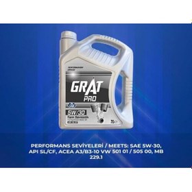 Resim Grat 605307 Motor Yağı 7 Litre 5w30 Tam Sentetik Apı Sl - Cf Diğer 