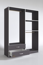 Resim Kenzlife Giysi Dolabı Şemsettin 175*120*40 Gri Gardırop 2 Çekmeceli 