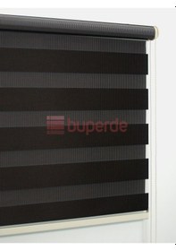 Resim Buperde Koyu Kahverengi Acı Kahve Bambu Zebra Stor Perde 