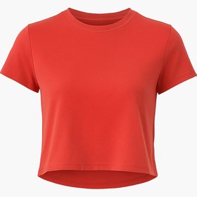 Resim momchi Turuncu Bambu Penye Crop Kadın T-shirt 