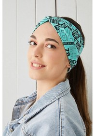 Resim Eşşiz Desenli Bandana Saç Bandı Ekstra Yumuşak Esnek Doğal Pamuklu Penye - Tek Ebat / Turquaz Turquaz 