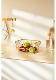 Resim Ocean Home Textile Altın Renk Metal Sepet 32 x 22 x 16 cm 