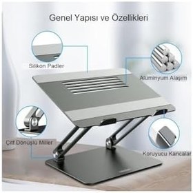 Resim KENLY Alüminyum Ayarlanabilir Macbook Laptop Standı 10-17 Inç 