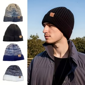 Resim Kışlık Çiftler İçin Kalın Polar Astarlı Rüzgar Geçirmez Örgü Bere - Kontrast Renk Tasarımlı, Yumuşak Polyester Dış Mekan Aktiviteleri ve Soğuk Hava Koşullarına Uygun 