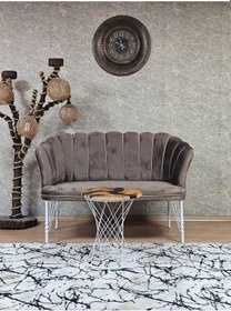 Resim Zafir İkili Beyaz Boyalı Tel Ayak Papatya Çay Seti Koltuk Takımı , Balkon, Salon, Ofis, Cafe Koltuk Takımı Kahverengi 