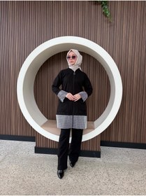 Resim AYSUN AYDEMİR File Detaylı Fermuarlı Alt Üst İkili Tesettür Eşofman Takım 
