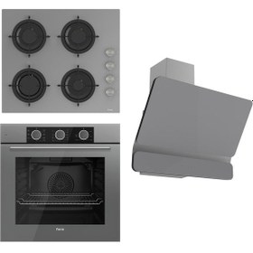 Resim Ferre Flowart Basıc Serisi XE62CPR - CS208 - D082 Ankastre Set Gri 